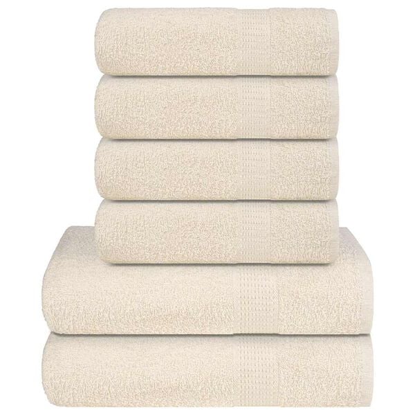 vidaXL 6 Piece Towel Set "FROGN" Cream 100% Cotton