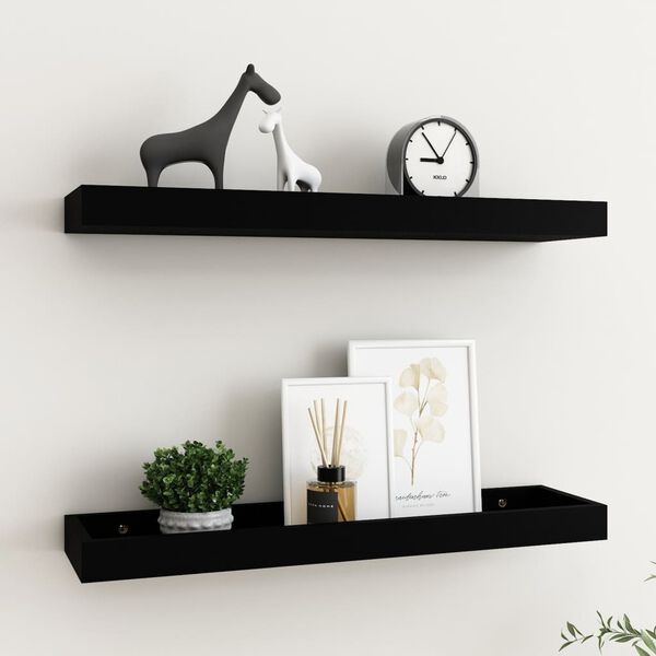 vidaXL Loggia Wall Shelves 2 pcs Black 60x15x4 cm MDF