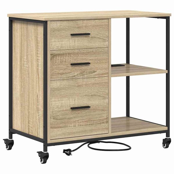 vidaXL Cabinet with Charging Station Sonoma Oak 76 x 41 x 72 cm