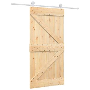 vidaXL Sliding Door 100 x 210 cm Solid Pine Wood Natural and White