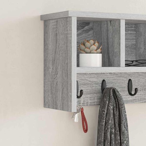 vidaXL Wall-Mounted Coat Rack with Shelf Grey sonoma 50 x 16 x 26 cm