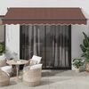 vidaXL Manual Retractable Awning with LED Brown 350x250 cm