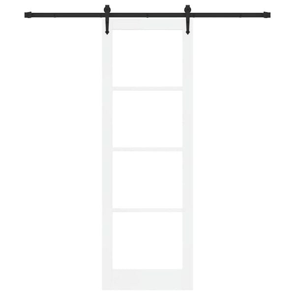 vidaXL Sliding Door ORKDAL White 78 x 232 cm Solid Pine Wood and Glass