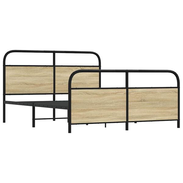 vidaXL Metal Bed Frame without Mattress Sonoma Oak 150x200 cm King Size