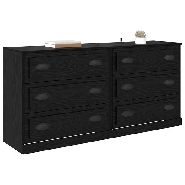 vidaXL Sideboards 2 pcs Black Oak 70 x 35.5 x 67.5 cm Engineered Wood