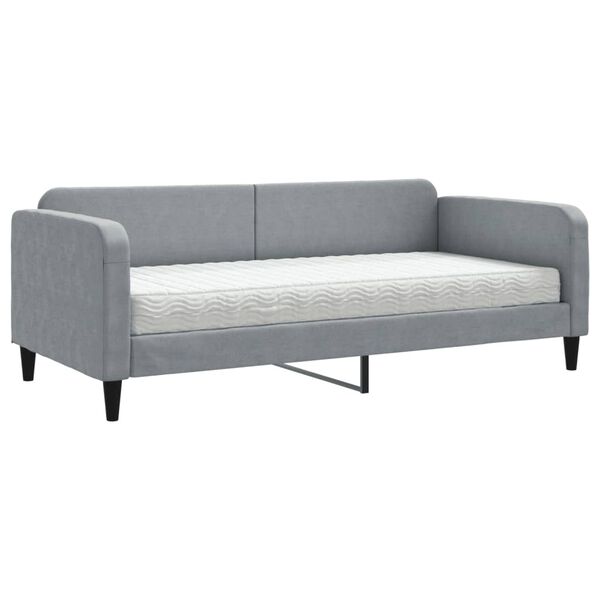 vidaXL Daybed with Mattress Light Grey 90x190 cm Fabric