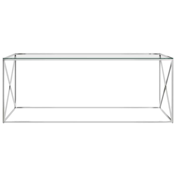 vidaXL Coffee Table Silver 120x60x45 cm Stainless Steel and Glass