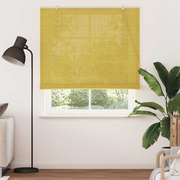 vidaXL Roller Blind with Curtains Manual Yellow 150 x 220 cm Bamboo