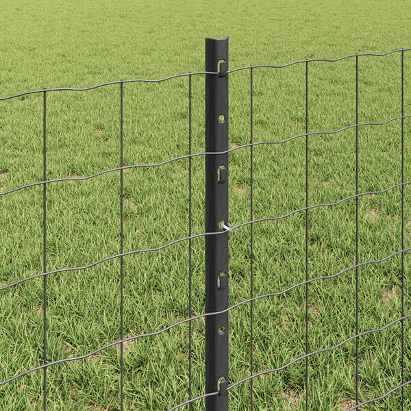 vidaXL Fence with Post Grey 0.6 x 10 m Steel and PVC