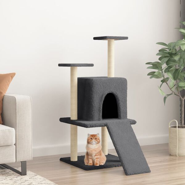 vidaXL Cat Tree with Sisal Scratching Posts Dark Grey 110 cm