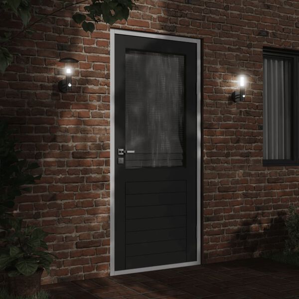 vidaXL Outdoor Wall Lights with Sensors 2pcs Black Stainless Steel
