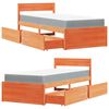 vidaXL Bed with Drawers and Mattress Wax Brown 90x190 cm Single Solid Wood Pine