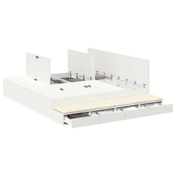 vidaXL Storage Bed Frame with Drawer White 200 cm Engineered Wood