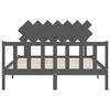 vidaXL Bed Frame without Mattress Grey King Size Solid Wood Pine