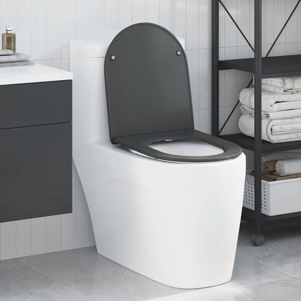 vidaXL Toilet Seat Anthracite 47 x 36 x 3.4 cm Duroplast