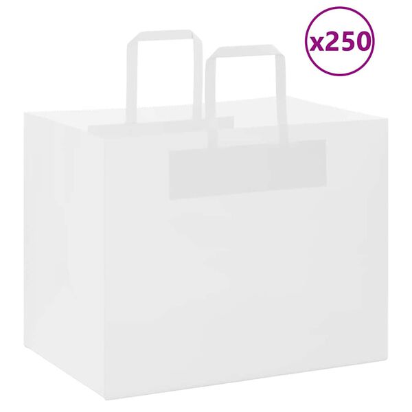 vidaXL Paper Bags 250 pcs with Handles White 32x22x24 cm