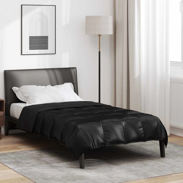 vidaXL Summer Duvet Black 220 x 135 cm Satin and Microfiber