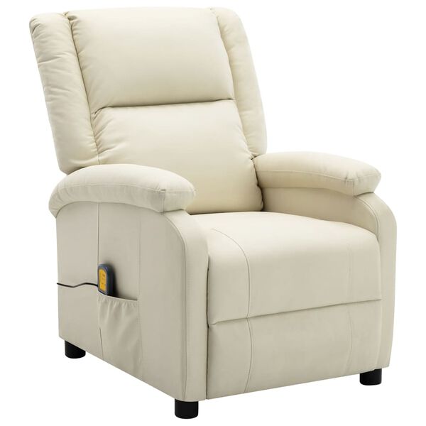 vidaXL Massage Chair Cream White Faux Leather
