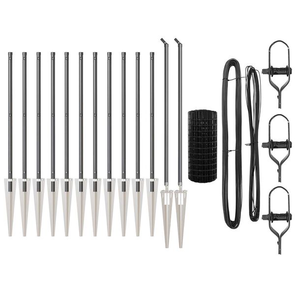 vidaXL Fence with Posts Grey 1 x 25 m Steel