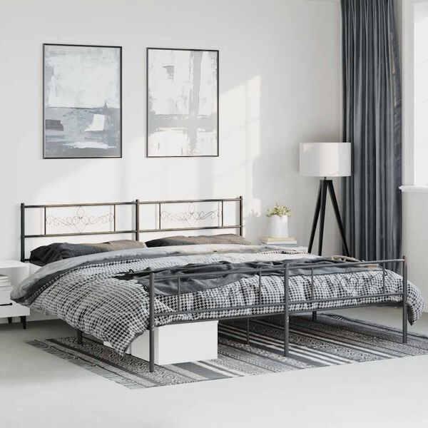 vidaXL Metal Bed Frame without Mattress with Footboard Black 193x203cm