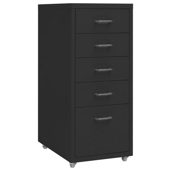 vidaXL Mobile File Cabinet Black 28x41x69 cm Metal