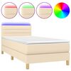 vidaXL Box Spring Bed with Mattress&LED Cream 80x200cm Fabric
