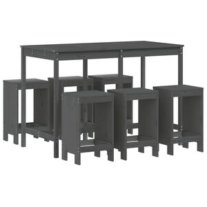 vidaXL 7 Piece Garden Bar Set Grey Solid Wood Pine