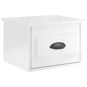 vidaXL Wall-mounted Bedside Cabinet High Gloss White 41.5x36x28cm
