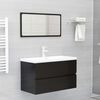 vidaXL Bathroom Furniture Set High Gloss Black Engineered Wood