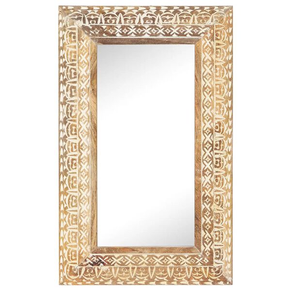 vidaXL Hand-Carved Mirror 80x50x2.6 cm Solid Mango Wood