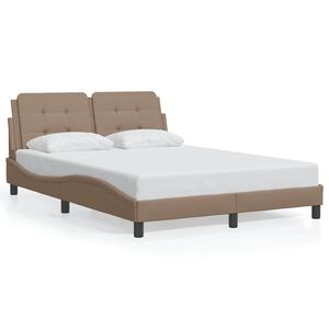 vidaXL Bed Frame without Mattress "Zadar" Cappuccino 140x200 cm Faux Leather