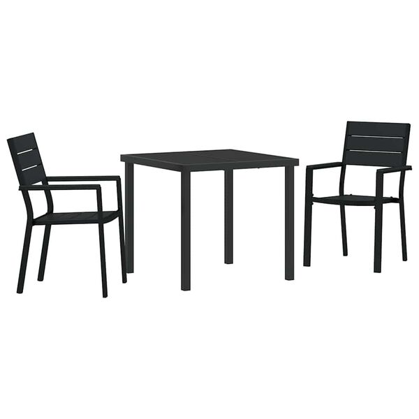 vidaXL Garden Dining Set 3 pcs Black Powder-Coated Steel