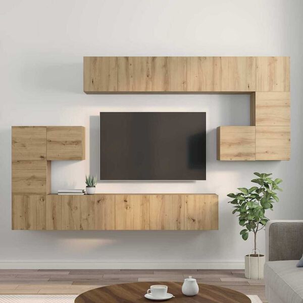 vidaXL TV Cabinet Set Wall-mounted 10 pcs Artisan Oak Engineered Wood