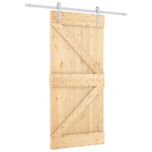 vidaXL Sliding Door Natural and White 90 x 210 cm Solid Pine Wood