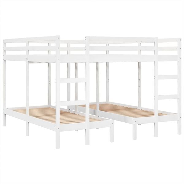 vidaXL Triple Bunk Bed Frame White 200x200/80x200 cm Solid Wood Pine
