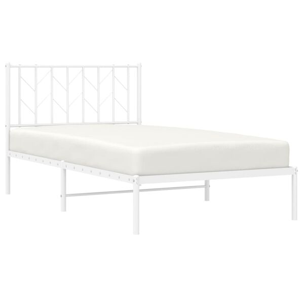 vidaXL Metal Bed Frame without Mattress with Headboard White 100x200cm