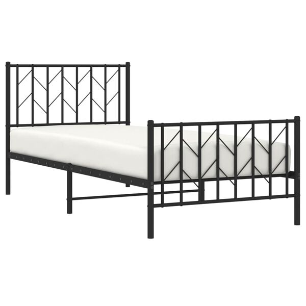 vidaXL Metal Bed Frame without Mattress with Footboard Black 90x200cm