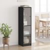 vidaXL Highboard with Glass Doors Black 35x37x142 cm