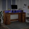 vidaXL Desk with LED Lights Old Wood 160x55x91 cm Engineered Wood