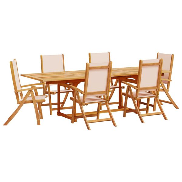 vidaXL 7 Piece Garden Dining Set Solid Wood Acacia and Textilene