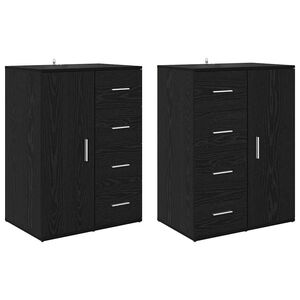 vidaXL Sideboards with Drawer Corona 2 pcs Black Oak 59 x 39 x 80 cm