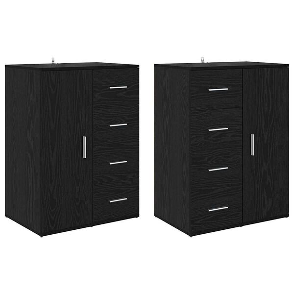 vidaXL Sideboards with Drawer Corona 2 pcs Black Oak 59 x 39 x 80 cm
