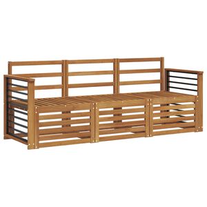 vidaXL Outdoor Sofa Set 3 pcs 3-Seaters Natural Solid Acacia Wood