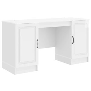 vidaXL Desk High Gloss White 142.5 x 50 x 75 cm Engineered Wood