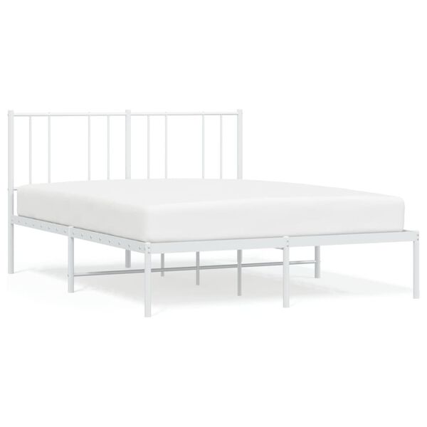vidaXL Metal Bed Frame without Mattress with Headboard White 160x200cm