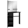 vidaXL Corner Dressing Table with LED Black 111x54x141.5 cm