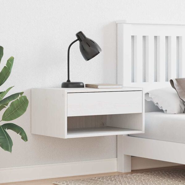 vidaXL Bedside Table White 50 x 32.5 x 24 cm Solid pine wood