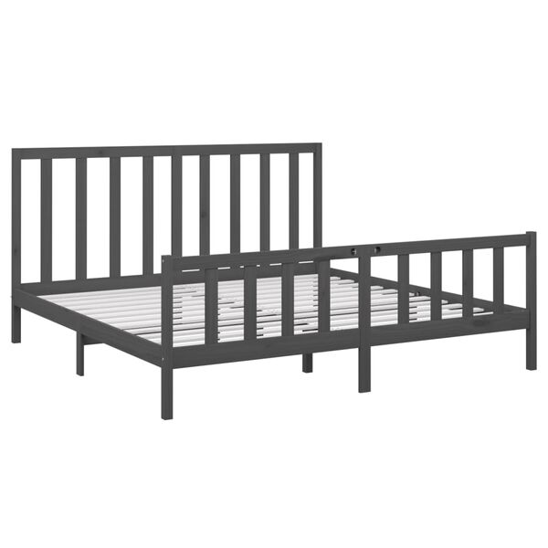 vidaXL Bed Frame without Mattress Grey 200x200 cm Solid Wood Pine