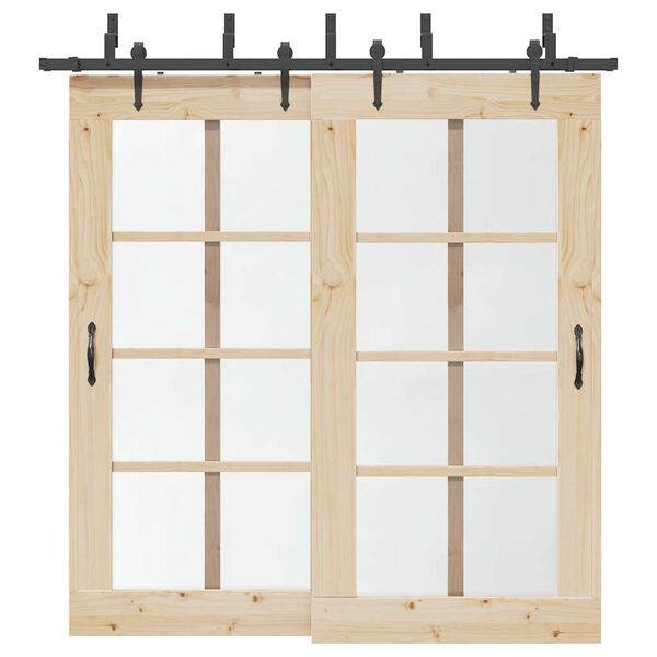 vidaXL Sliding Door Hardware Kit 213,5 cm Steel Black