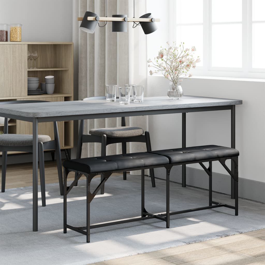 Black leather sales dining bench